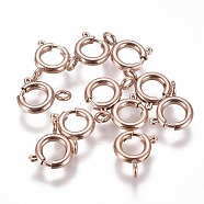 Ion Plating(IP) 304 Stainless Steel Spring Ring Clasps, Rose Gold, 8x1.8mm, Hole: 2.5mm(STAS-F224-02RG-C)