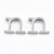 304 Stainless Steel Pendants, Stainless Steel Color, Letter, Letter.N, 12x16x3mm, Hole: 1.8mm(STAS-T041-10-N)