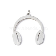 Non-Tarnish 304 Stainless Steel Pendants, Stainless Steel Color, Musical Instruments, Headset Pattern, 23x21.5x1.2mm, Hole: 2.5mm(STAS-F279-02C)