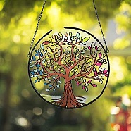 Acrylic Tree of Life Hanging Ornament, for Home Window Wall Home Decoration, Colorful, 160mm(TREE-PW0001-92D)