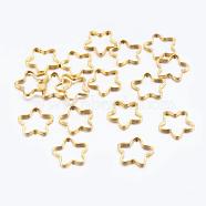 Brass Links connectors, Metal Connector for DIY Jewelry Making, , Flower, Golden, about 9~10mm in diameter, 1mm thick
(X-EC083-1G)