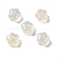 UV Plating Rainbow Iridescent Acrylic Beads, Flower, WhiteSmoke, 13.7x14x8.5mm, Hole: 2.6mm(PACR-M002-05A)