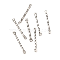 Non-Tarnish 304 Stainless Steel Connector Charms, Twisted Bar, Stainless Steel Color, 20x2x1.2mm, Hole: 1mm(STAS-Q323-02B-P)