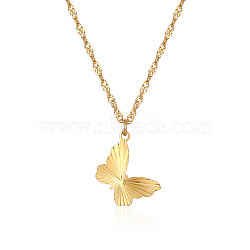 Stainless Steel Butterfly Pendant Necklace for Women's Daily Wear(DN0180)