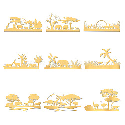 Nickel Decoration Stickers, Metal Resin Filler, Epoxy Resin & UV Resin Craft Filling Material, Golden, Other Animal, 40x40mm, 9 style, 1pc/style, 9pcs/set(DIY-WH0450-106)