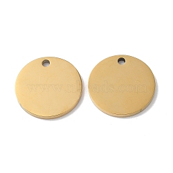 304 Stainless Steel Pendants, Stamping Blank Tag, Flat Round Charm, Real 18K Gold Plated, 15x1.3mm, Hole: 1.6mm(X-STAS-Q308-09J-G)
