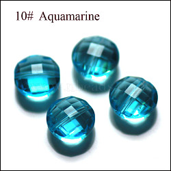 Imitation Austrian Crystal Beads, Grade AAA, Faceted, Flat Round, Deep Sky Blue, 12x6.5mm, Hole: 0.9~1mm(SWAR-F070-12mm-10)