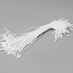 Polyester Snap Lock Hang Tag String, Loop Fastener Hook Ties, White, 20x0.28cm(PW-WG51117-01)