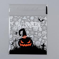 Happy Halloween Cookie Candy Bread Packaging Bags, Self-adhesive Plastic Bags, Colorful, 13x10cm, Unilateral Thickness: 0.035mm, Inner Measure: 10x10cm, about 95~100pcs/bag(PE-L003-01B)