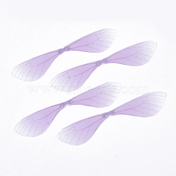 Polyester Fabric Wings Crafts Decoration, for DIY Jewelry Crafts Earring Necklace Hair Clip Decoration, Dragonfly Wing, Orchid, 87x19mm, Hole: 0.6mm(X-FIND-S322-003G)