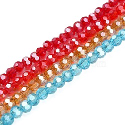 Electroplate Glass Bead Strands, Pearl Luster Plated, Faceted(32 Facets), Round, Mixed Color, 4mm(EGLA-R015-4mm-M)