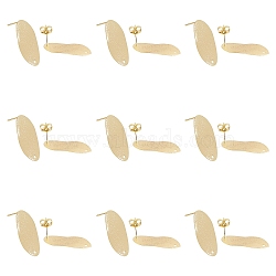 ARRICRAFT Brass Stud Earring Findings, with Loop and Ear Nuts, Long-Lasting Plated, Oval, Real 18K Gold Plated, Stud Earring Findings: 29x15mm,  Hole: 1.5mm, Pin: 0.5mm, 20pcs/box(DIY-AR0001-26G)