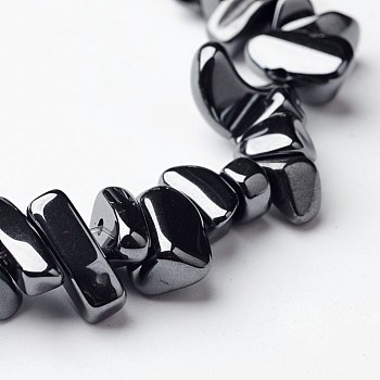 Non-Magnetic Synthetic Hematite Beads Strands, Chip, Black, Size: about 5~8mm, hole: 0.8mm, 125pcs/strand, 16 inch