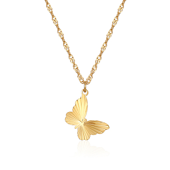 Stainless Steel Butterfly Pendant Necklace for Women's Daily Wear
