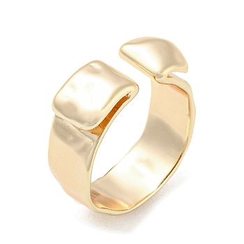 Brass Open Cuff Rings, Real 18K Gold Plated, US Size 7 1/4(17.5mm)