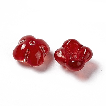 Electroplate Glass Bead, Flower, Red, 11.5x11.5x5.5mm, Hole: 1.2mm