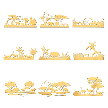 Nickel Decoration Stickers, Metal Resin Filler, Epoxy Resin & UV Resin Craft Filling Material, Golden, Other Animal, 40x40mm, 9 style, 1pc/style, 9pcs/set