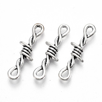 Tibetan Style Alloy Links/Connector, Lead Free & Cadmium Free, Knot, Antique Silver, 33.5x10x4mm, Hole: 3.5x2mm, about 310pcs/500g