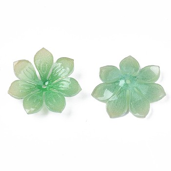 Plastic Beads, Flower, Lime Green, 19~19.5x20~20.5x4mm, Hole: 1.2mm