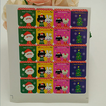 Sealing Stickers, Label Paster Picture Stickers, Christmas Theme, Mixed Color, 24x24mm, 20pcs/sheet