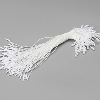 Polyester Snap Lock Hang Tag String, Loop Fastener Hook Ties, White, 20x0.28cm