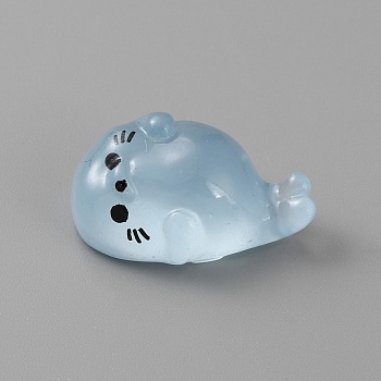 Luminous Resin Seal Figurine, for Home Office Desk Decoration, Glow in the Dark, Light Sky Blue, 20x12x8.5mm