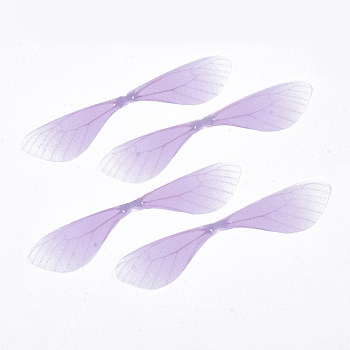 Polyester Fabric Wings Crafts Decoration, for DIY Jewelry Crafts Earring Necklace Hair Clip Decoration, Dragonfly Wing, Orchid, 87x19mm, Hole: 0.6mm