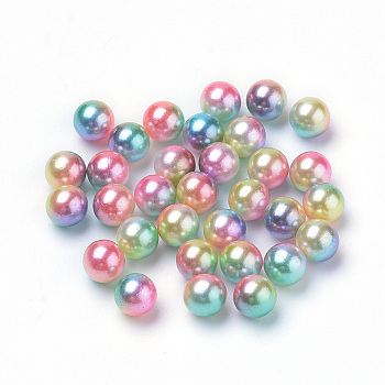 Rainbow Acrylic Imitation Pearl Beads, Gradient Mermaid Pearl Beads, No Hole, Round, Champagne Yellow, 3mm, about 1518pcs/20g