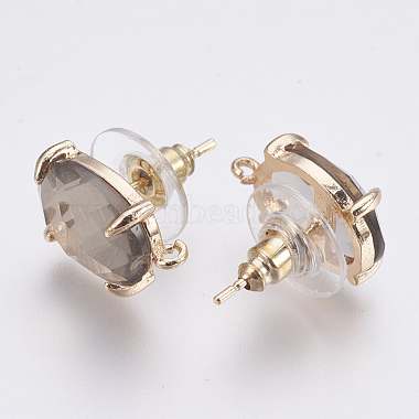 Faceted Glass Stud Earring Findings(GLAA-F084-A06)-2