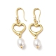 Boucles d'oreilles pendantes coeur avec perle d'imitation ABS(EJEW-F288-22G)-1