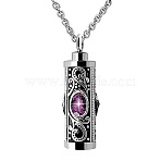 Stainless Steel Pendant Necklaces, Urn Ashes Necklace, Column, Plum, 21.65 inch(55cm)(PW-WG89792-06)