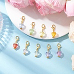 Transparent Acrylic Heart Pendant Decorations, with Alloy Lobster Claw Clasps, Mixed Color, 24.5mm(HJEW-JM04123)