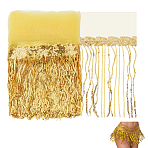 Polyester Fringe Lace Trim, with Plastic Sequins Tassel, for Clothing Accessories, Yellow, 9-7/8 inch(250mm)(DIY-WH0671-008D)