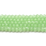 Imitation Jade Glass Beads Strands, Faceted, Bicone, Green, 2.9~3.3x2.5mm, Hole: 0.7mm, about 135~140pcs/strand, 38~40cm(EGLA-A039-J2mm-D01)
