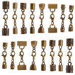 32Pcs 8 Styles Alloy Cord Ends, with Lobster Claw Clasps, Mixed Shapes, Antique Bronze, 35~47mm, 4pcs/style(HJEW-SC0003-09)