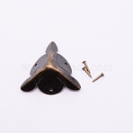 Iron Box Corner Protectors, with Screws, For Furniture Jewelry Box Decoration, Antique Bronze, 23x33x20mm, Hole: 1.8mm, Screws: 8x2mm, Pin: 1mm(FIND-WH0060-26B)