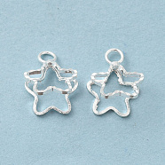 Brass Charms, Cadmium Free & Lead Free, Star Charm, 925 Sterling Silver Plated, 12.5x9.5x7.5mm, Hole: 2mm(KK-H442-18S)