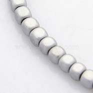 Electroplate Non-magnetic Synthetic Hematite Beads Strands, Cube, Frosted, Platinum Plated, 3x3x3mm, Hole: 1mm, about 148pcs/strand, 15.7 inch(G-J212D-01)