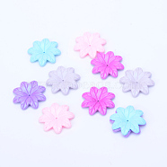 Opaque Acrylic Bead Caps, Flower, Mixed Color, 36x36x6.5mm, Hole: 1.5mm, about 180pcs/500g(SACR-S203-02M)