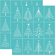 Self-Adhesive Silk Screen Printing Stencil, for Painting on Wood, DIY Decoration T-Shirt Fabric, Turquoise, Christmas Tree Pattern, 280x220mm(DIY-WH0338-029)