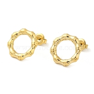 304 Stainless Steel Stud Earrings, Bamboo Joint Ring, Real 14K Gold Plated, 16mm(EJEW-G364-23G)