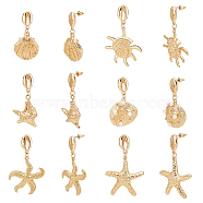 Elite 6 Pairs 3 Style Shell & Starfish Steel Asymmetrical Earrings with ABS Imitation Pearl Beaded, Zinc Alloy Dangle Stud Earrings for Women, Golden, 48~58mm, Pin: 0.7mm, 2 Pairs/style(EJEW-PH0001-15)