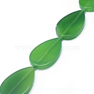 Natural Agate Beads Strands, Dyed, Teardrop, Lime Green, 48.5~49x29.5~30x5.5~7.5mm, Hole: 2mm, about 8pcs/strand, 16.1~16.6 inch(41~42.2cm)(G-F655-16D)