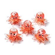 Handmade Bumpy Lampwork Beads Strands, Octopus, Red, 15x25x4mm, Hole: 1.4mm(LAMP-N021-37C-01)