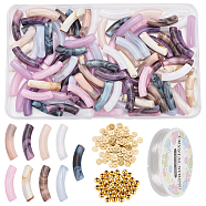 DIY Imitation Gemstone Curved Tube Bracelet Making Kit, Including Acrylic & Brass Spacer Beads, Elastic Thread, Mixed Color, Beads: 250Pcs/box(DIY-NB0007-30)