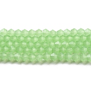 Imitation Jade Glass Beads Strands, Faceted, Bicone, Green, 2.9~3.3x2.5mm, Hole: 0.7mm, about 145~150pcs/strand, 16.34~16.54 inch(41.5~42cm)(EGLA-A039-J2mm-D01)