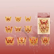 20Pcs 10 Styles Laser Waterproof PET Butterfly Decorative Stickers, Self-adhesive Decals, for DIY Scrapbooking, Orange Red, 50~70mm, 2pcs/style(PW-WG80665-07)