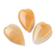 Natural Yellow Aventurine Pendants, Love Heart Charms, 38.5~39.5x25~25.5x9mm, Hole: 1.8mm(G-D087-02J)