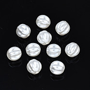 ABS Plastic Imitation Pearl Beads, Pumpkin, Creamy White, 8x7mm, Hole: 1.4mm, about 2340pcs/500g(OACR-N008-118)