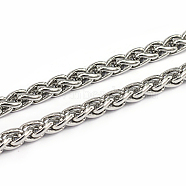 304 Stainless Steel Wheat Chains, Foxtail Chain, Unwelded, Stainless Steel Color, 9x6x1.5mm(CHS-L001-30-6mm)